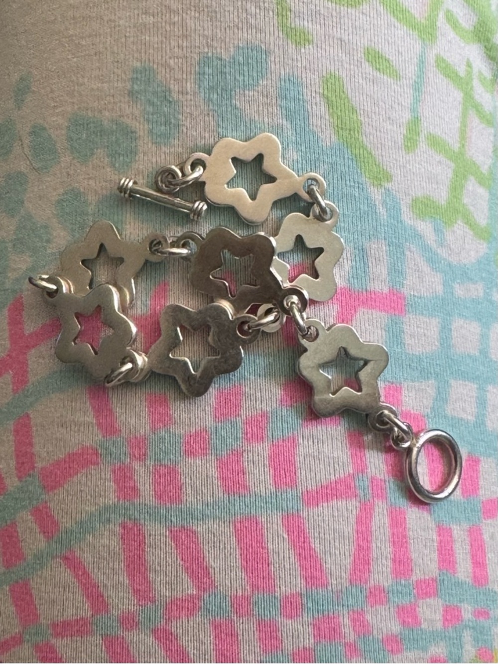 Sterling Silver Star Cutout Link Bracelet 7.5” - Picture 5 of 8